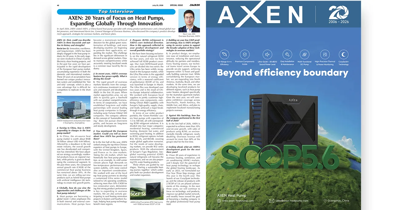 AXEN protagonista della Top Interview di JARN: 20 anni di innovazione nelle pompe di calore